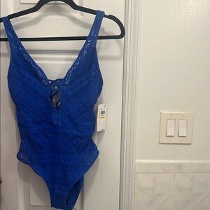 Color Play Plunge Neck One Piece Swimsuit